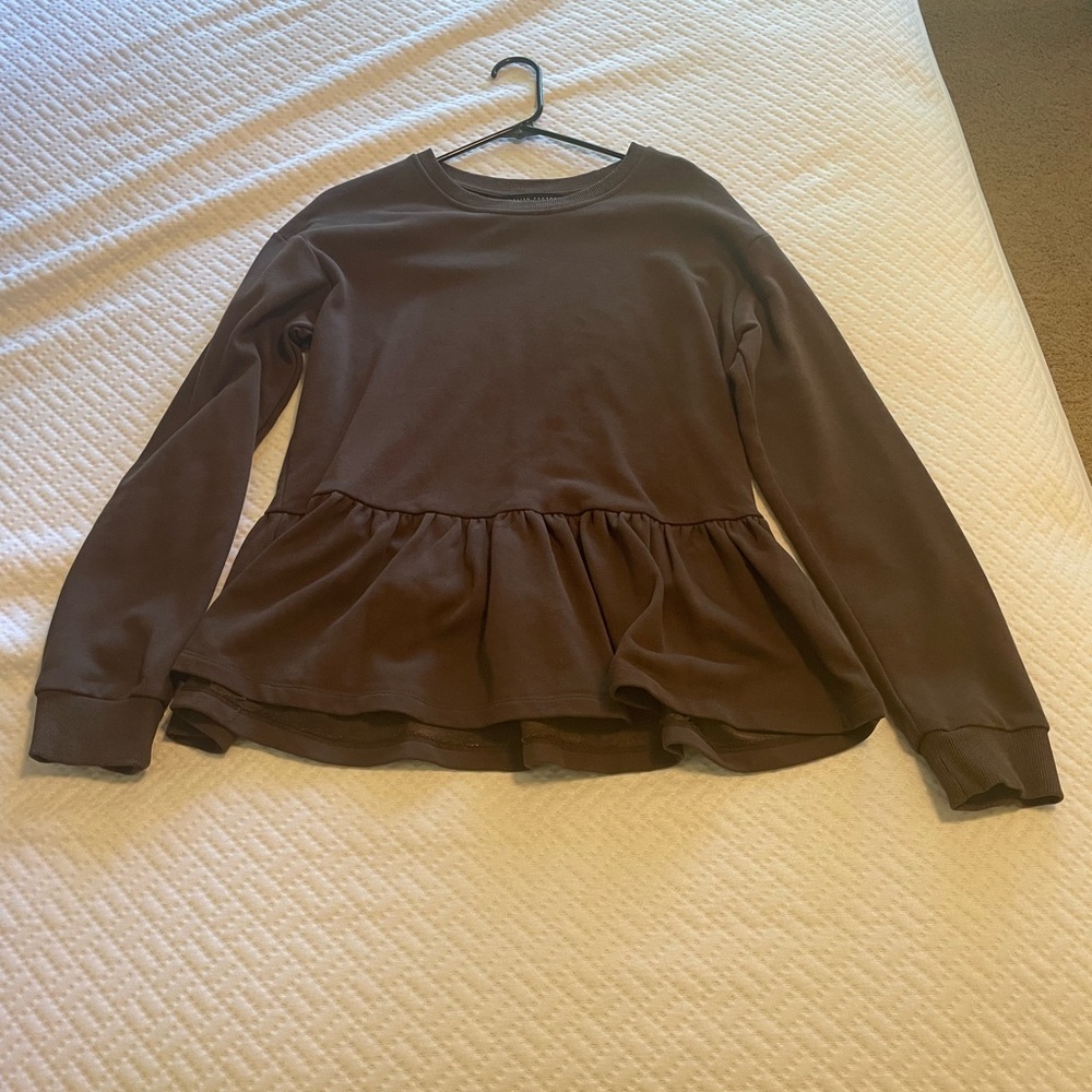 Dark brown peplum sweatshirt